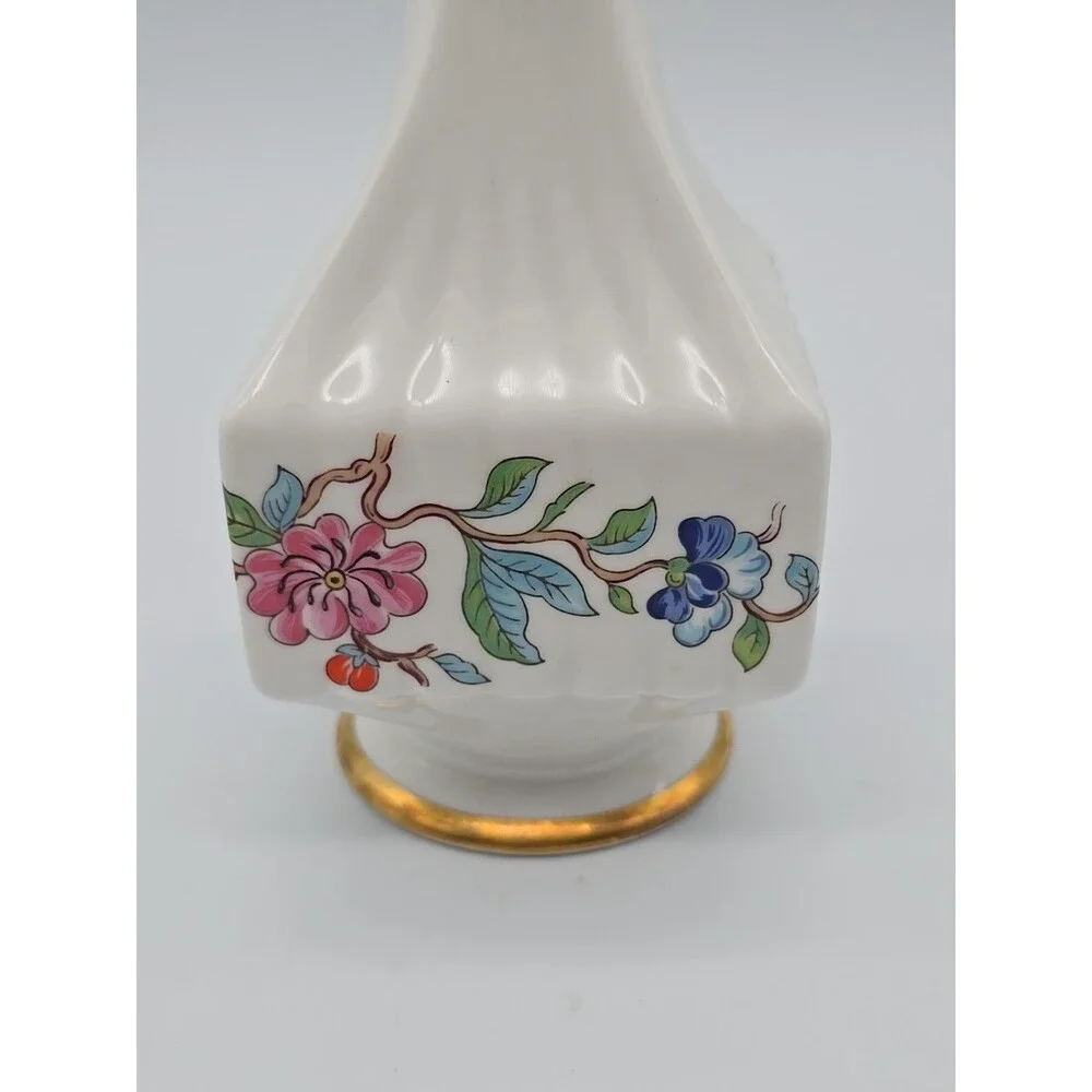 Aynsley Fine Bone China Pembroke Bud Vase England Bird Floral Transferware